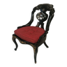 Chaise gondole Napoléon III en bois et papier mâché laqué noir et burgauté