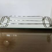 Antique French chrome-plated brass mirror tray, Art Deco style, 1920s-30s