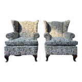 Paire de bergères / fauteuils à oreilles anglaises