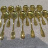 12 gold metal ice cream scoops with net decoration 14.6cm