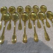 12 gold metal ice cream scoops with net decoration 14.6cm