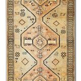 Persian Cream Tribal Runner Rug Handwoven Long Wool Carpet- 130x285cm