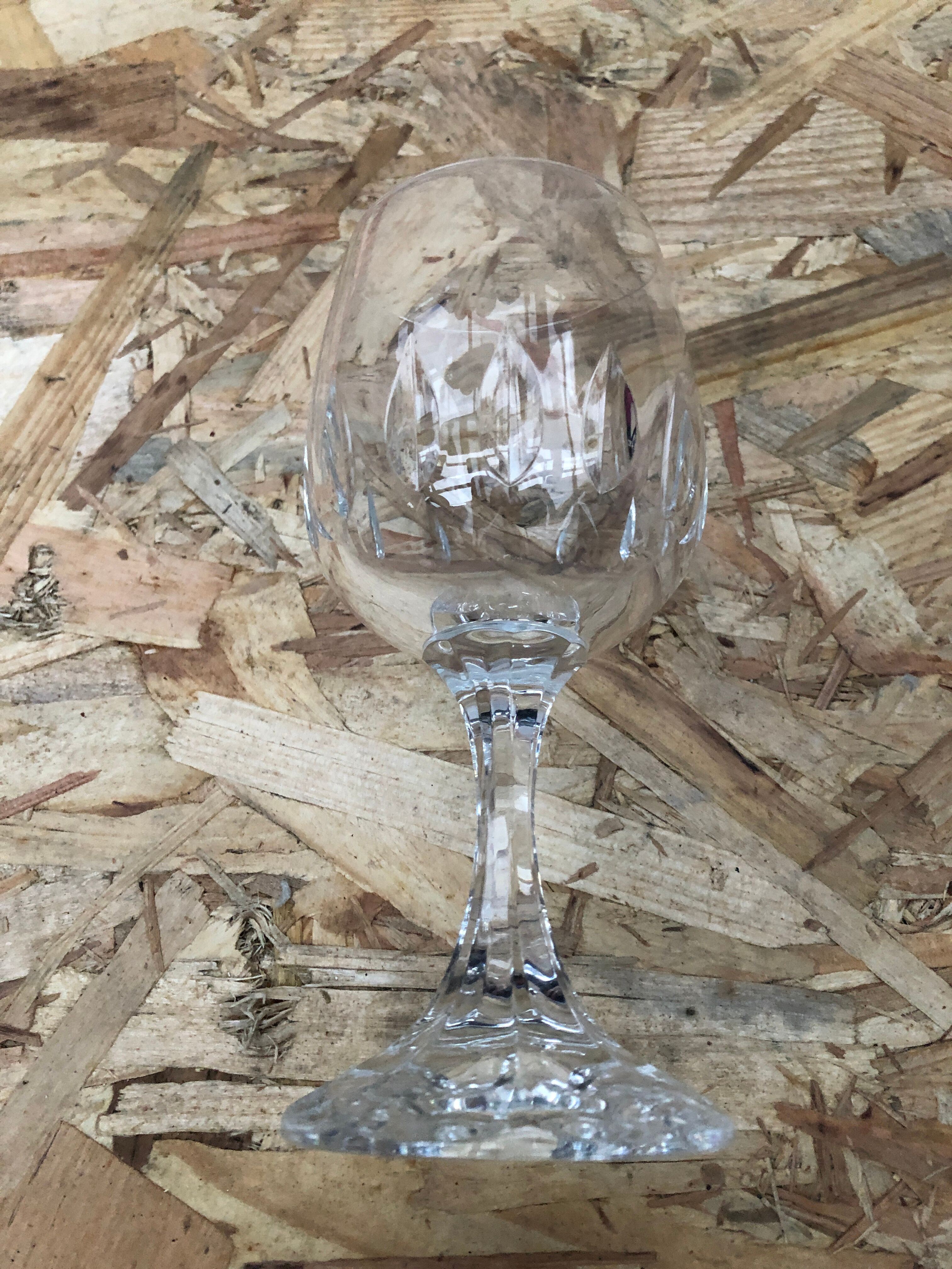 Set of 6 vintage 20th century cut crystal stemmed glasses