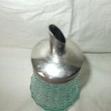 Blue moulded glass sugar bowl