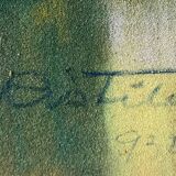 ableau Grand pastel 1922 signed Landscape of pond signed