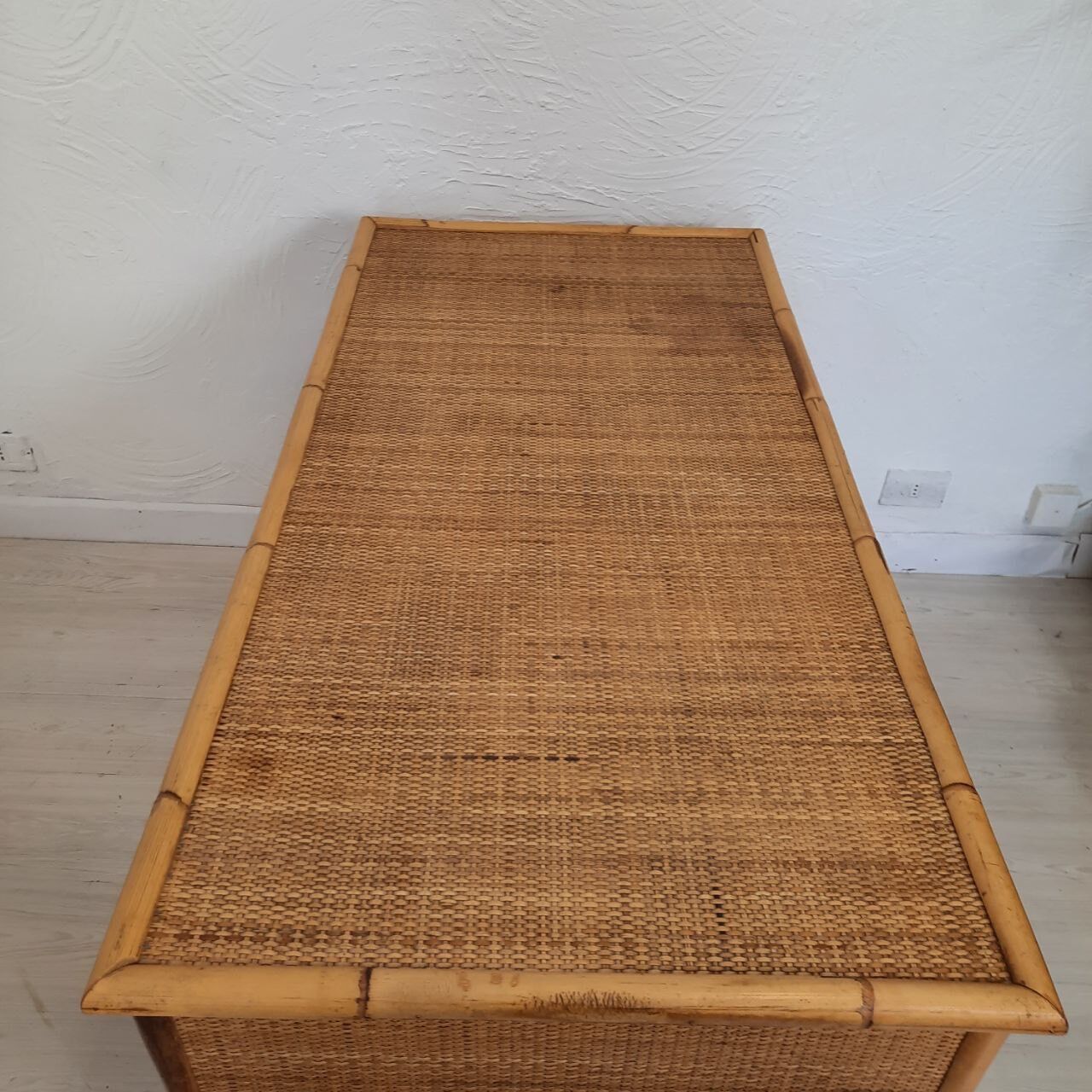 Pair of wicker and bamboo desks, Dal Vera, vintage