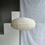 Suspension in rattan and natural japanese linen lantern shape h70 d50