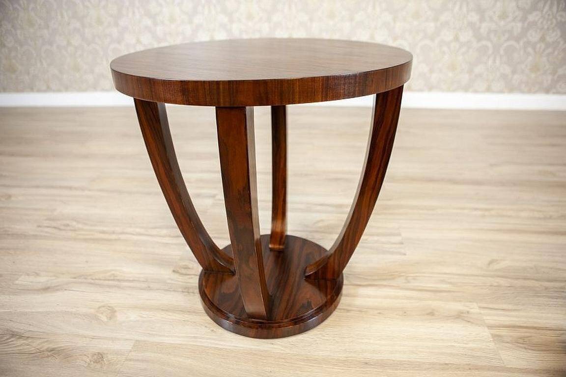 Late 20th Century Art Deco Round Mahogany Side Table, 1950s