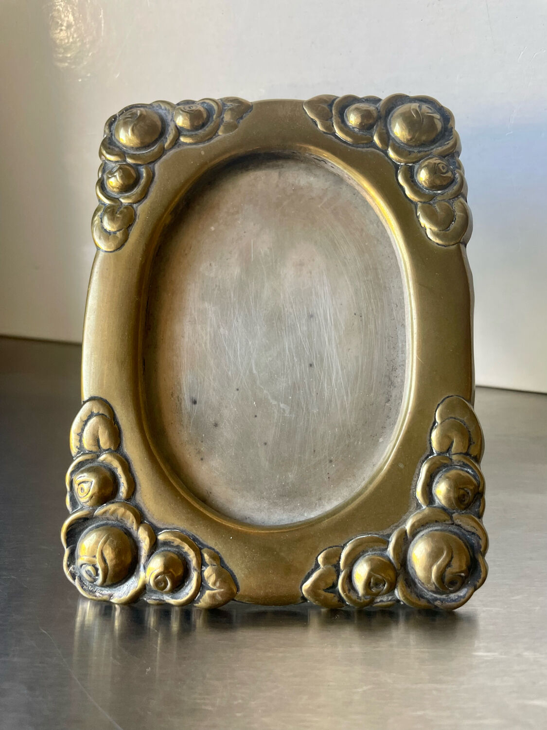 Art nouveau brass picture frame