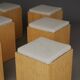 6 minimalist plywood stools with cushions, 1990s