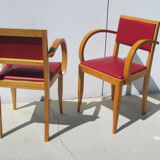 Pair of bridge armchairs , year 50-60 , beech