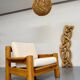 Twisted solid wood sculpture, vintage 1970s design.