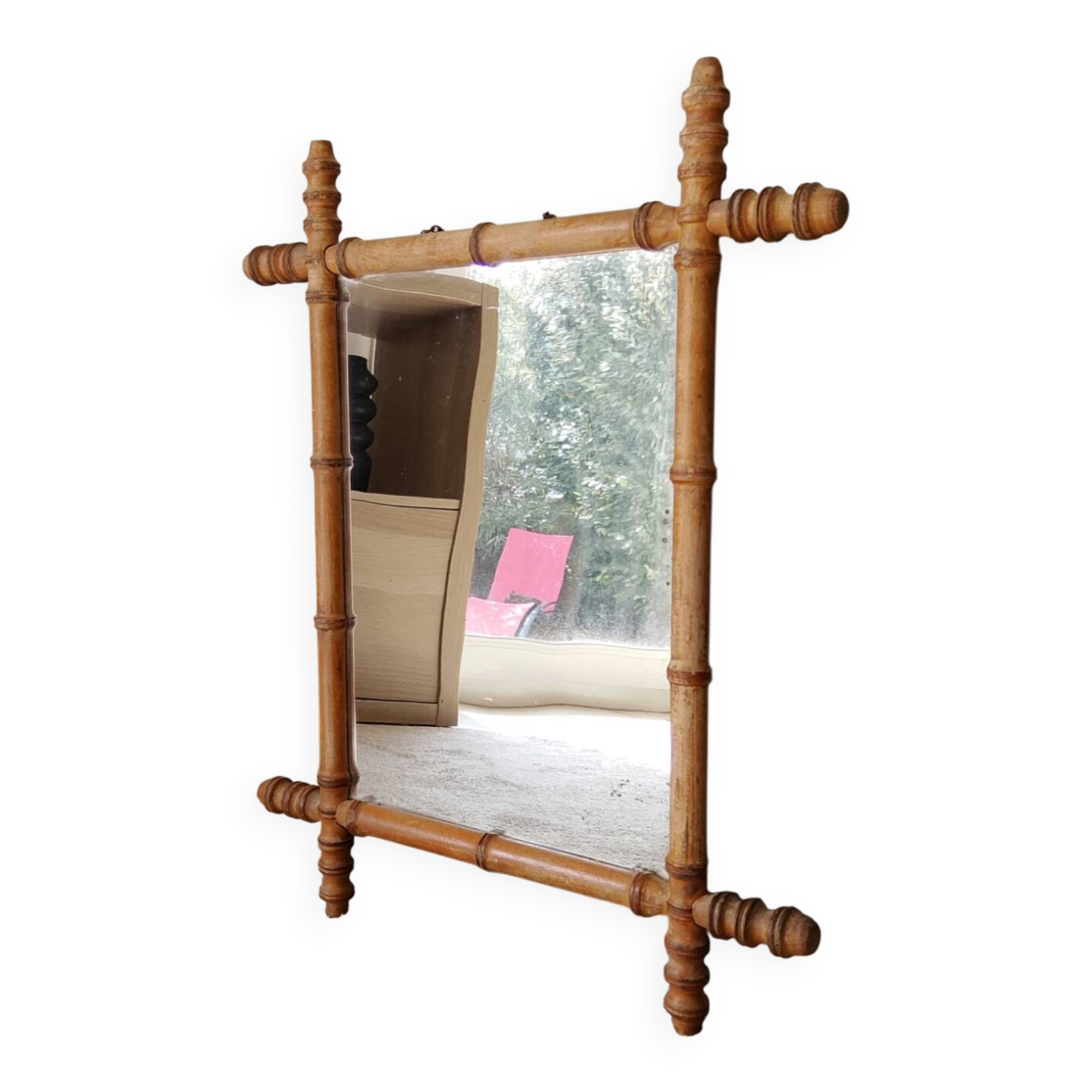 Antique French mirror from the Belle Époque in faux bamboo, 1890/1900.