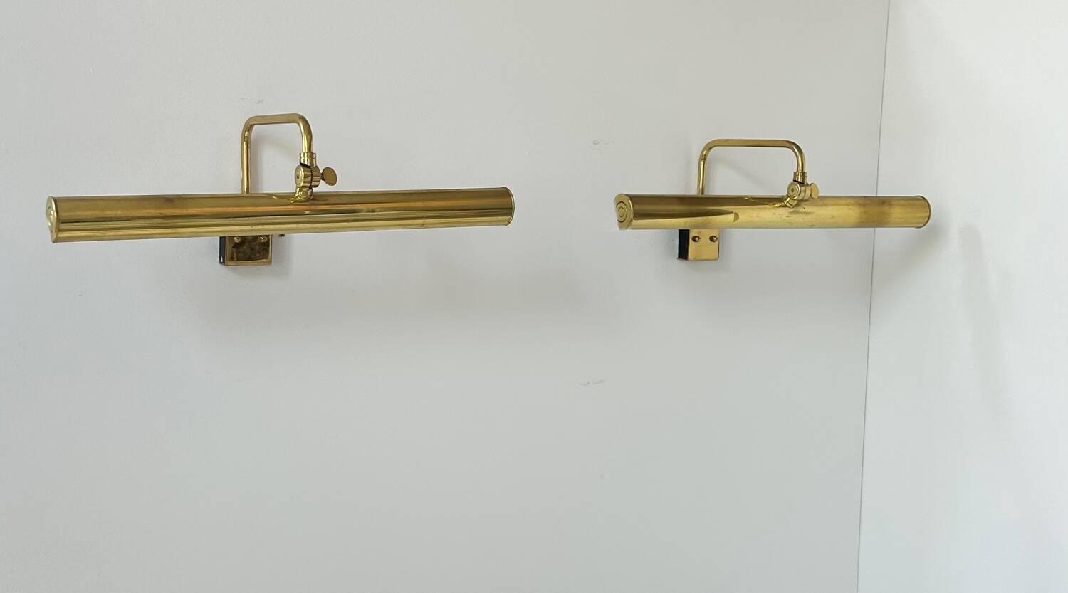 Pair of vintage adjustable brass wall lights, France 1970
