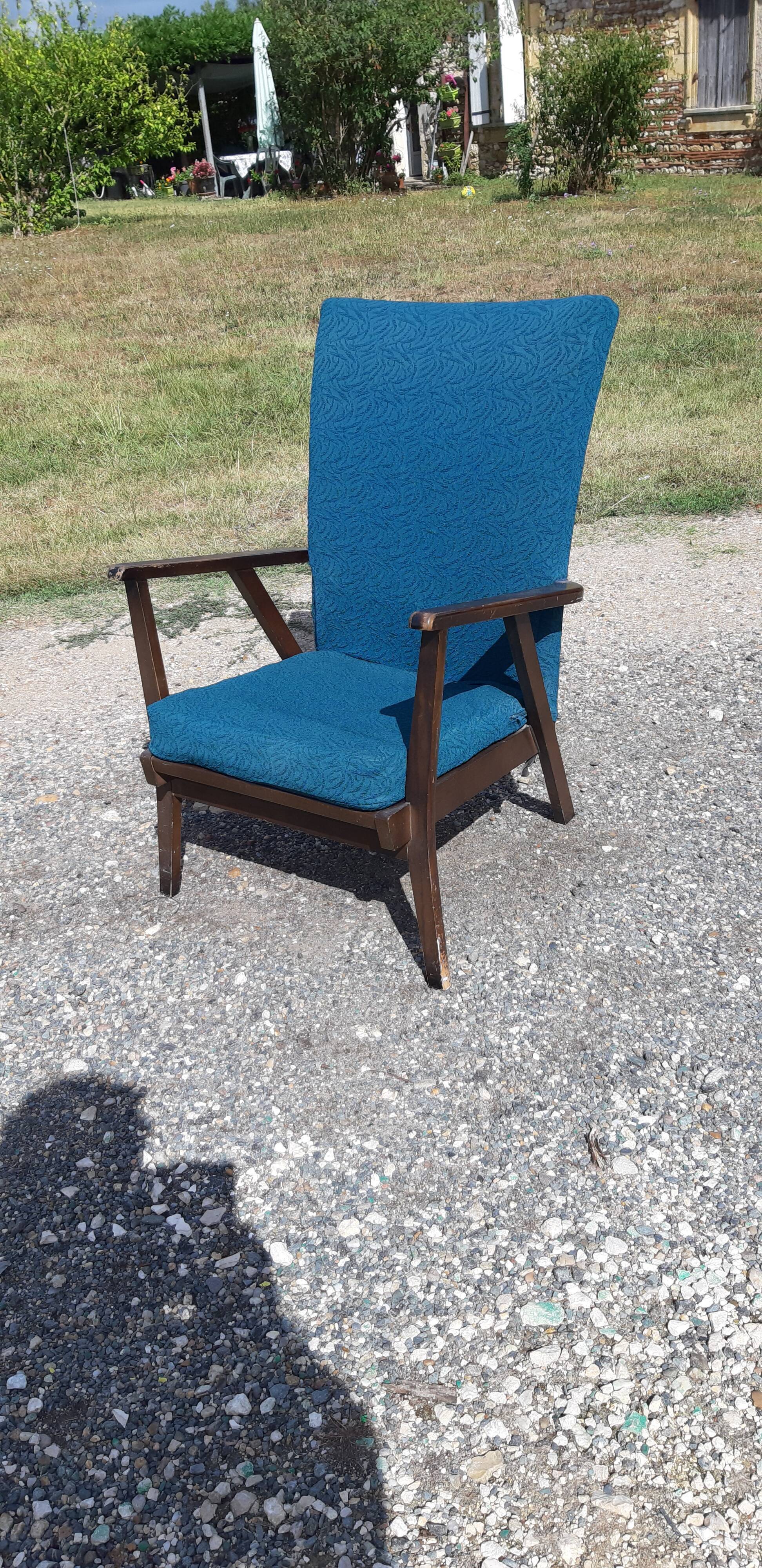 Armchair year 50 wood and fabrics