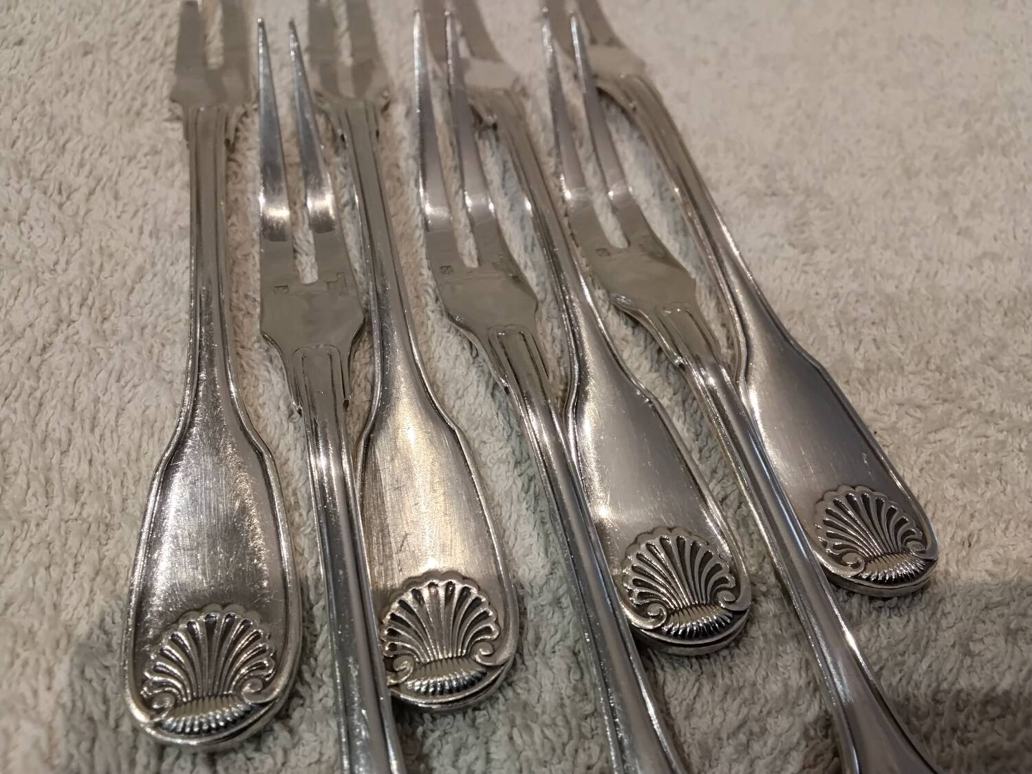 7 silver-plated metal snail forks by Christofle Vendôme