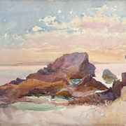 Painting Set of 3 watercolors Normandy Brittany Landscape Marine Ad. Cassagne