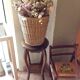 Round wooden plant holder / 40s-50s