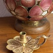 Handheld candlestick in bronze, card game decoration