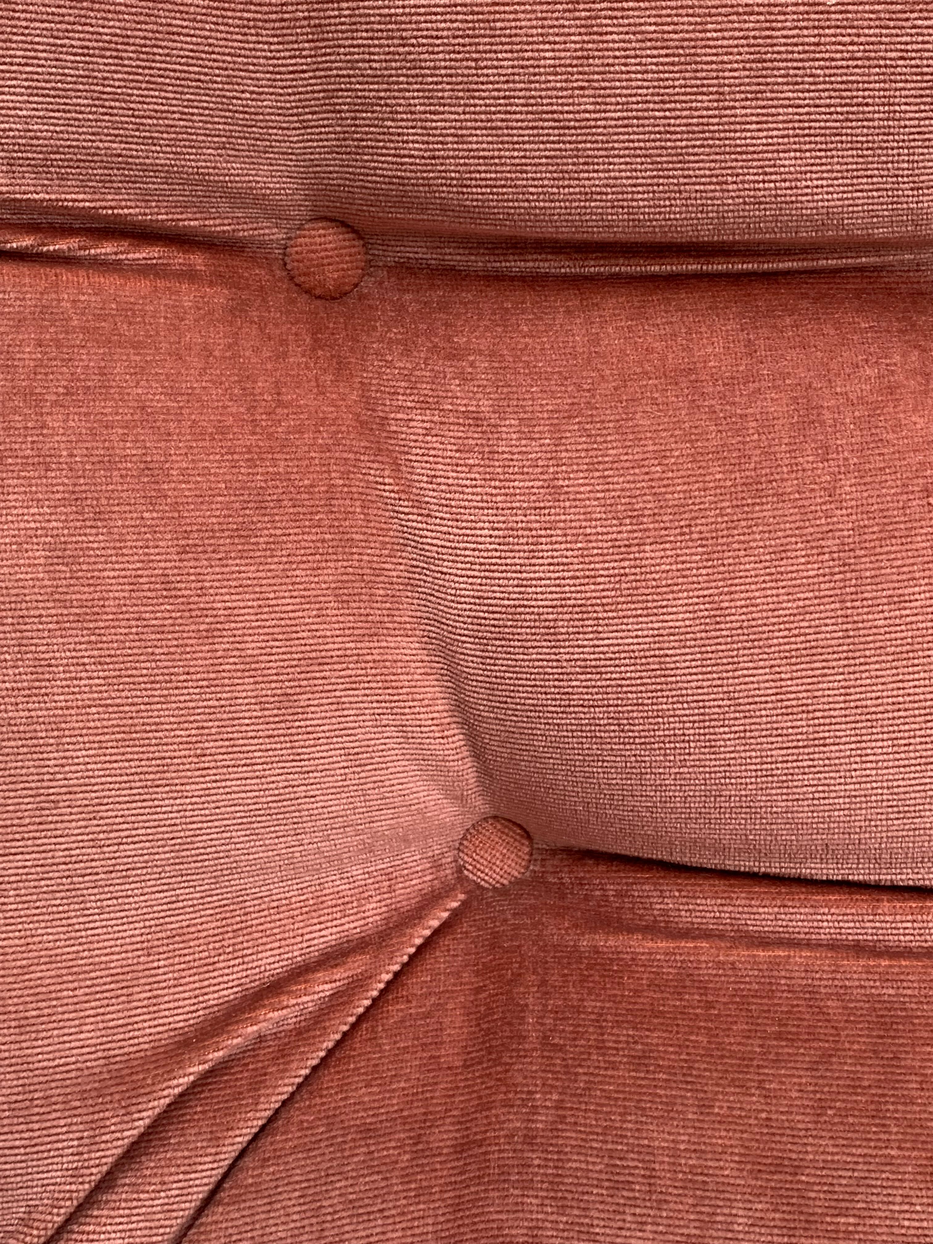 Pair of pink velvet toad armchairs, 1970s