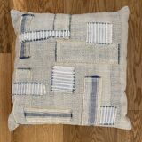 Old canvas cushion woven kilim style, patched