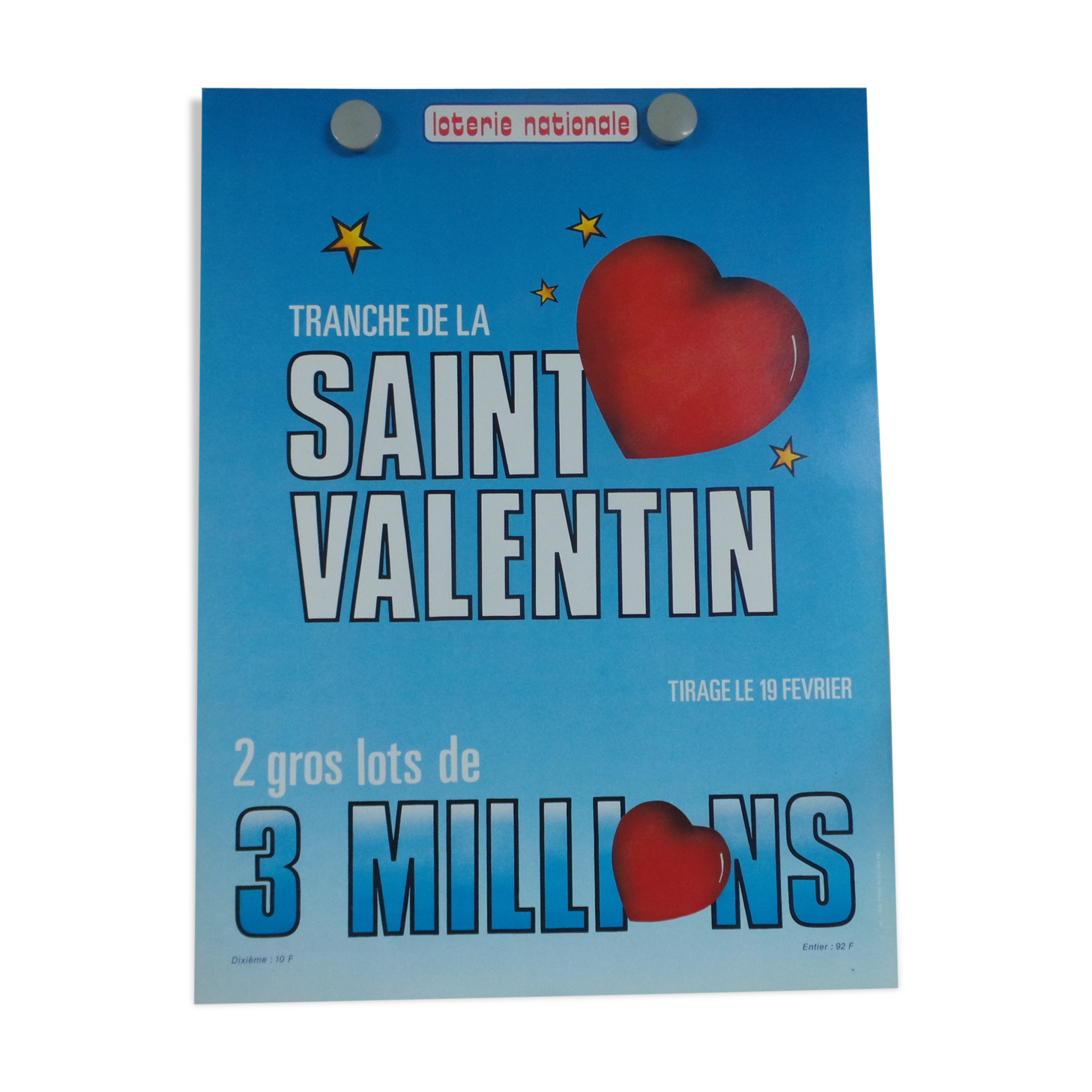 Original National Lottery Lottery slice of Valentine's Day 1986