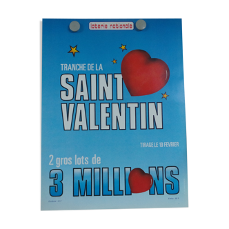 Affiche originale loterie nationale tranche de la saint Valentin 1986