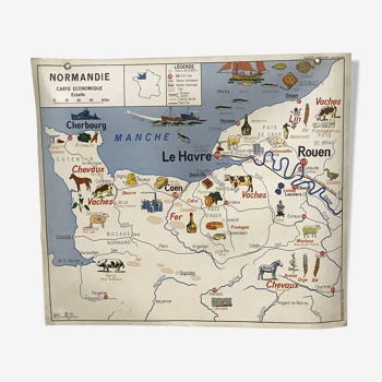 Carte pédagogique Normandie 1964