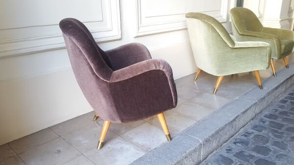 Fauteuil oeuf EGG des années 50-60 en velours marron