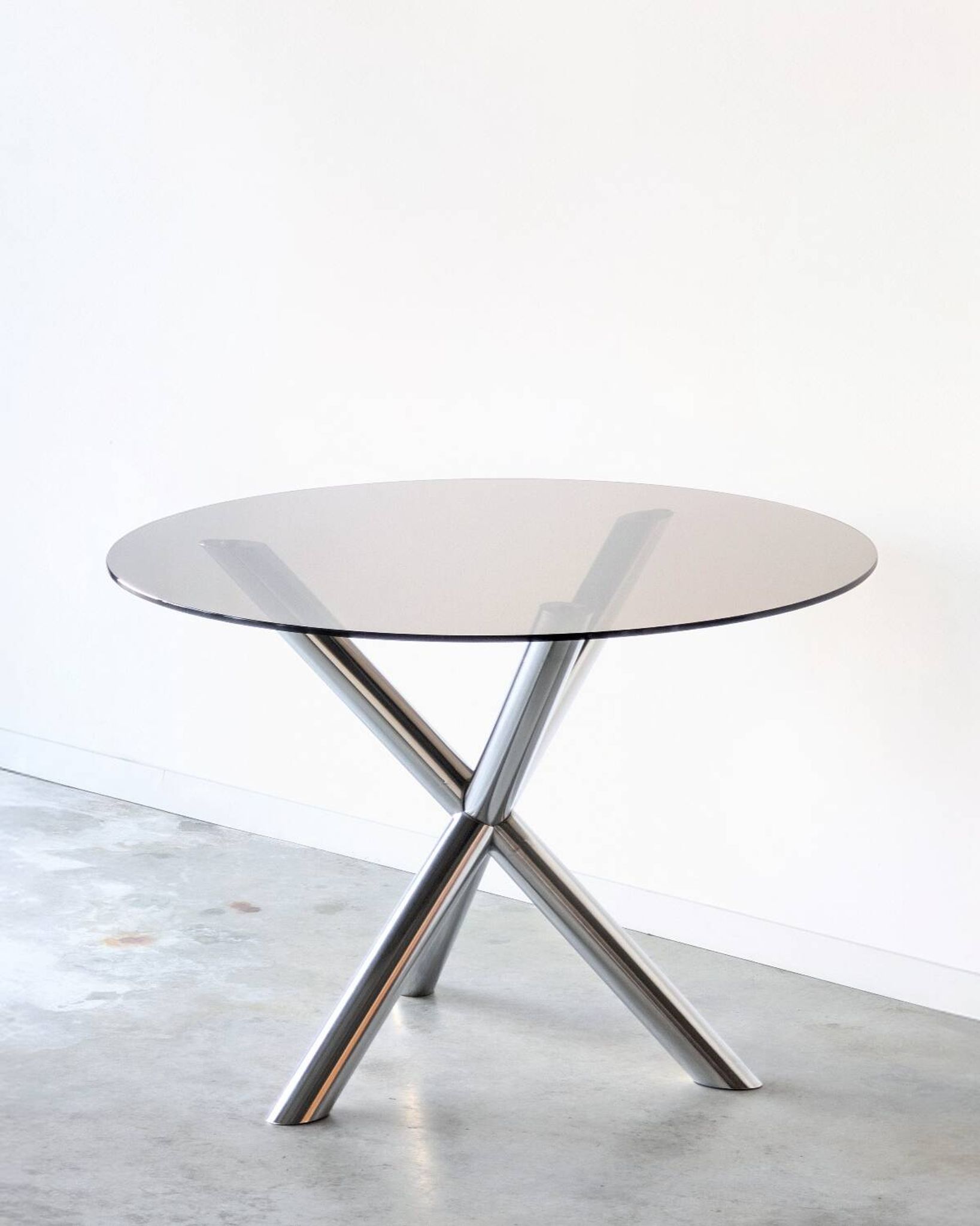 Vintage glass round table, Renato Zevi edition Roche Bobois, 1970.