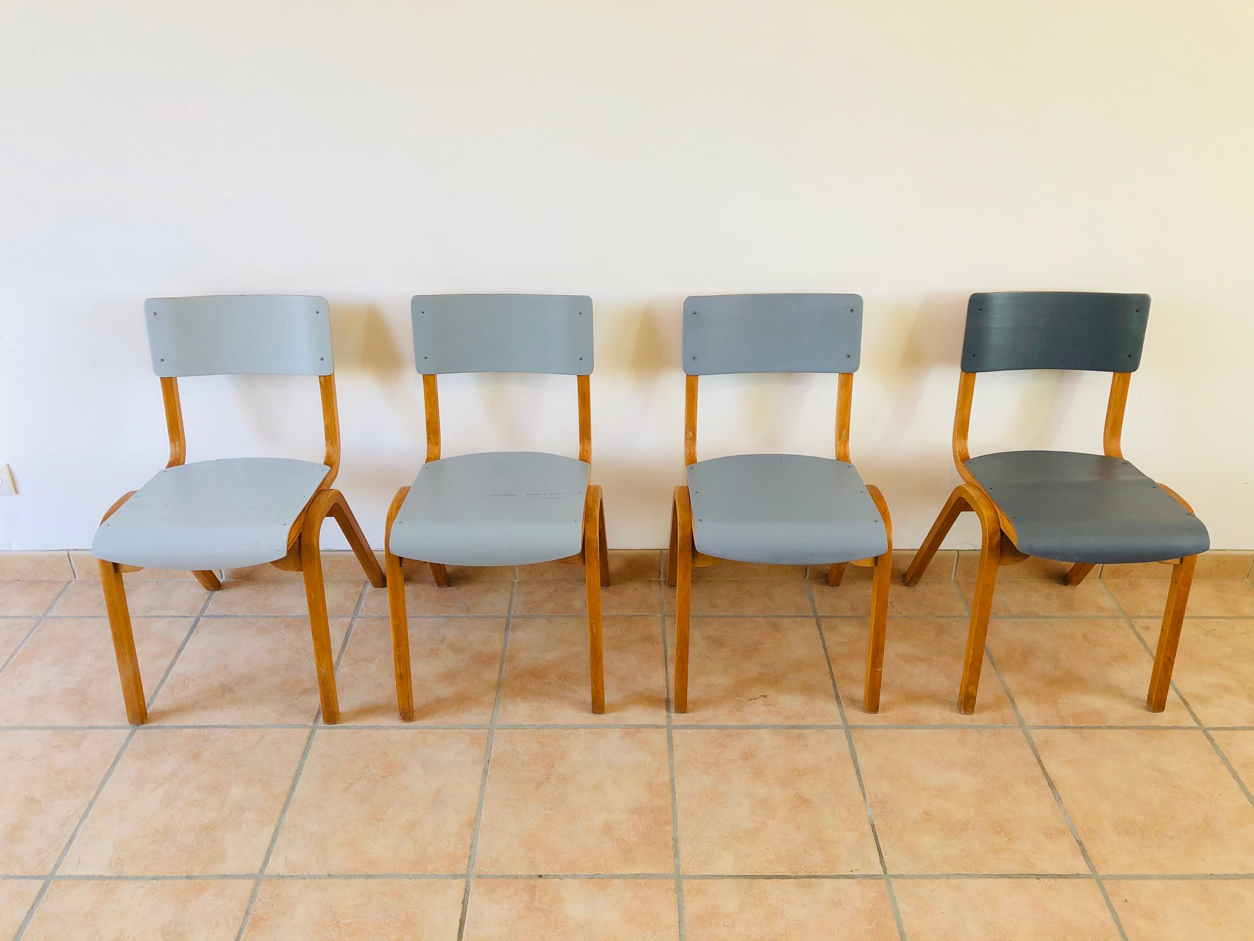 Set of 4 vintage chairs shade of 1960 grey