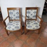 Pair of 19th century restoration armchairs in cherry wood