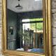 Louis-Philippe pearl mirror 82/61cm gilded with gold leaf, mercury glass, fireplace overmantel.