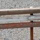 Garden bench with folding wooden slats base tubes from the 50s