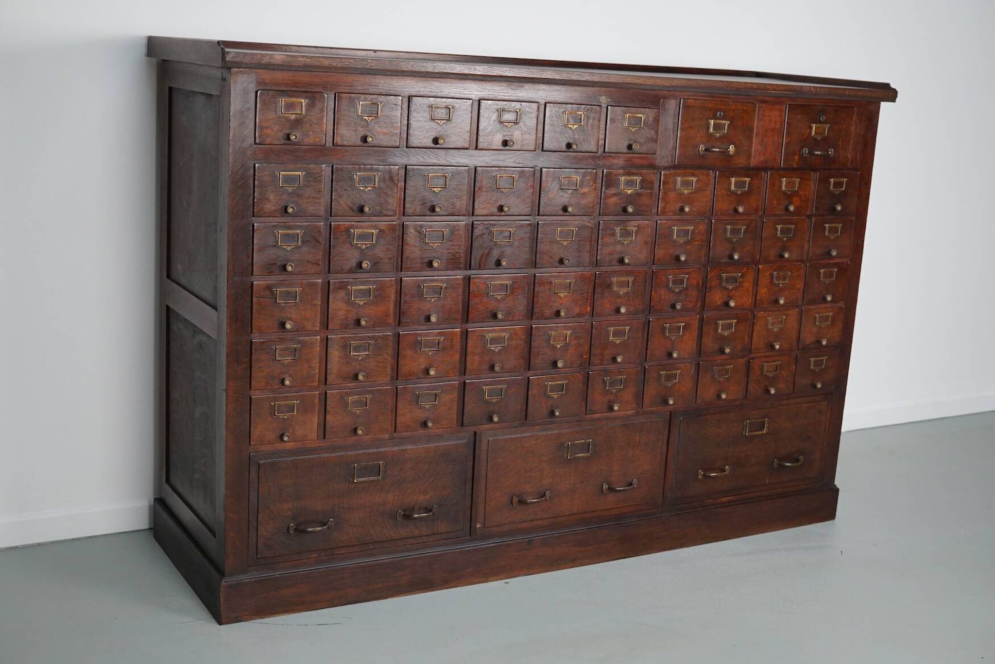 Large French oak notary apothecary cabinet / filing cabinet, 1920/30s