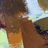 Mid-Century Modern Swedish "Autumn Rhapsody" Vintage Abstract Oil Painting, Hans Osswald