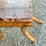 Solid wood stool in brutalist style