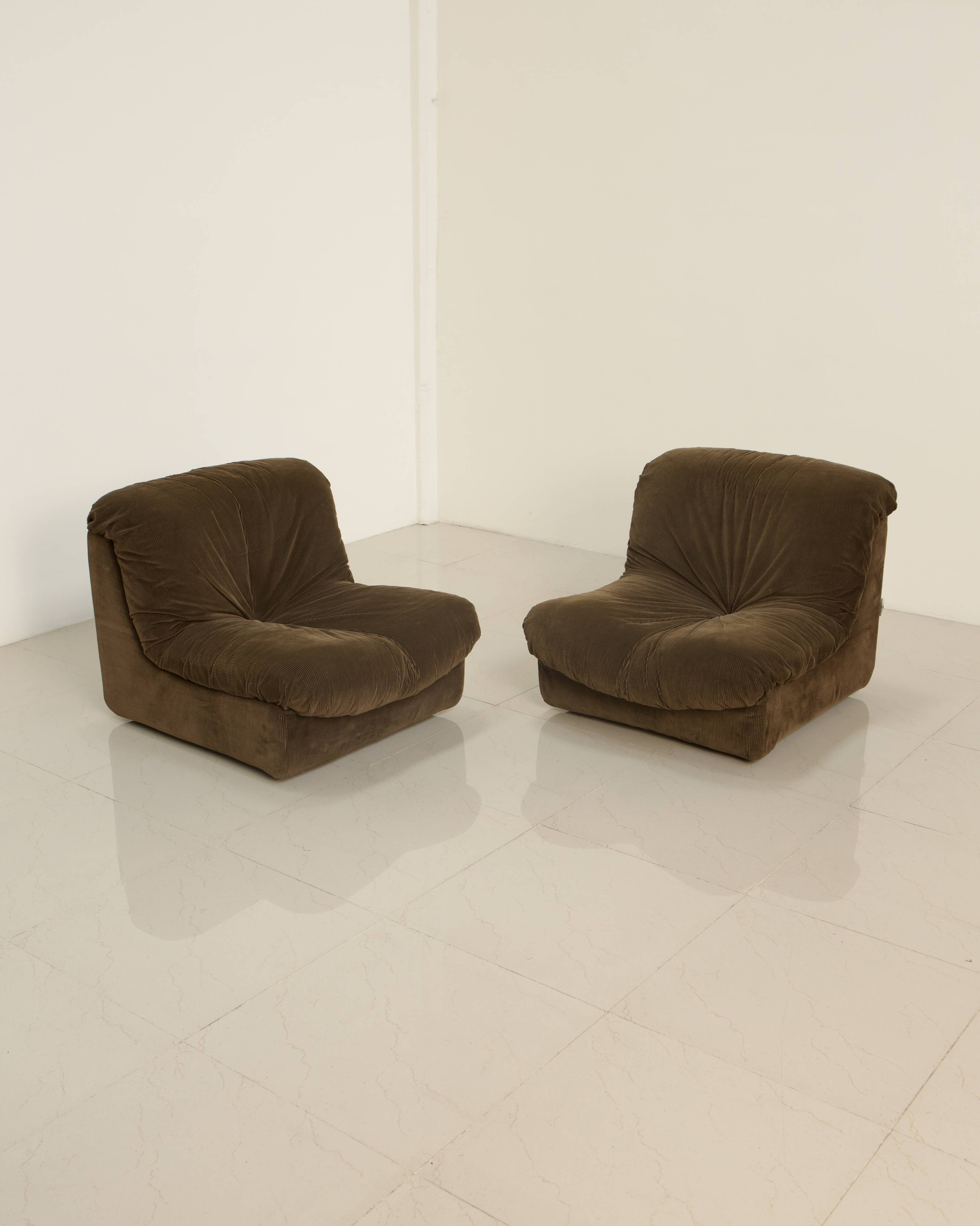 Canapé modulable en velours marron par Stilgamma 70's