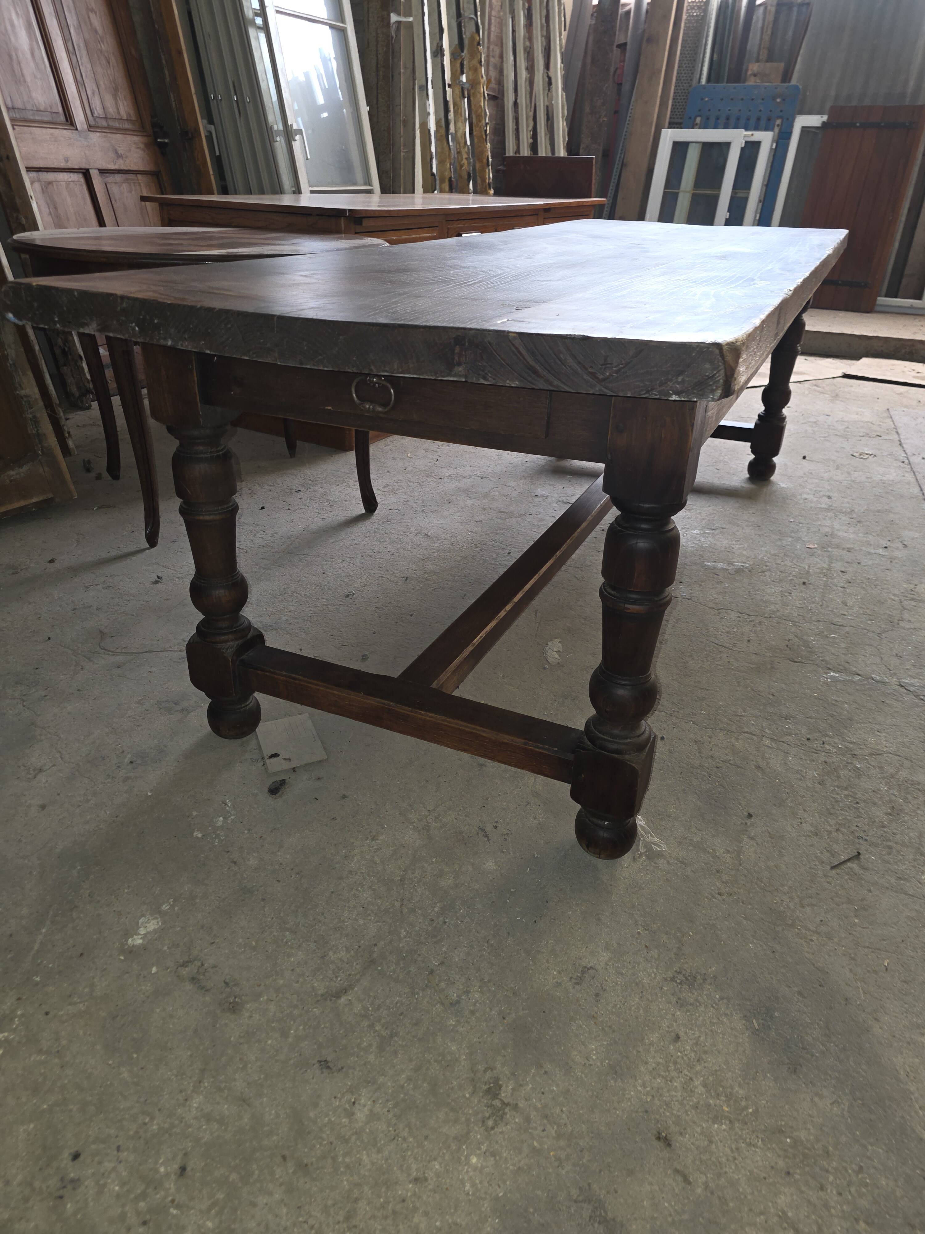 Table de ferme en chêne massif,  250 × 87cm