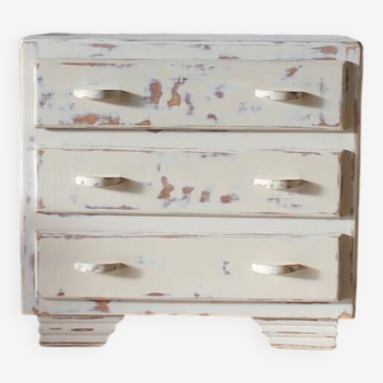 Small patinated art deco chest of drawers