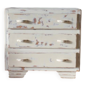 Small patinated art deco chest of drawers