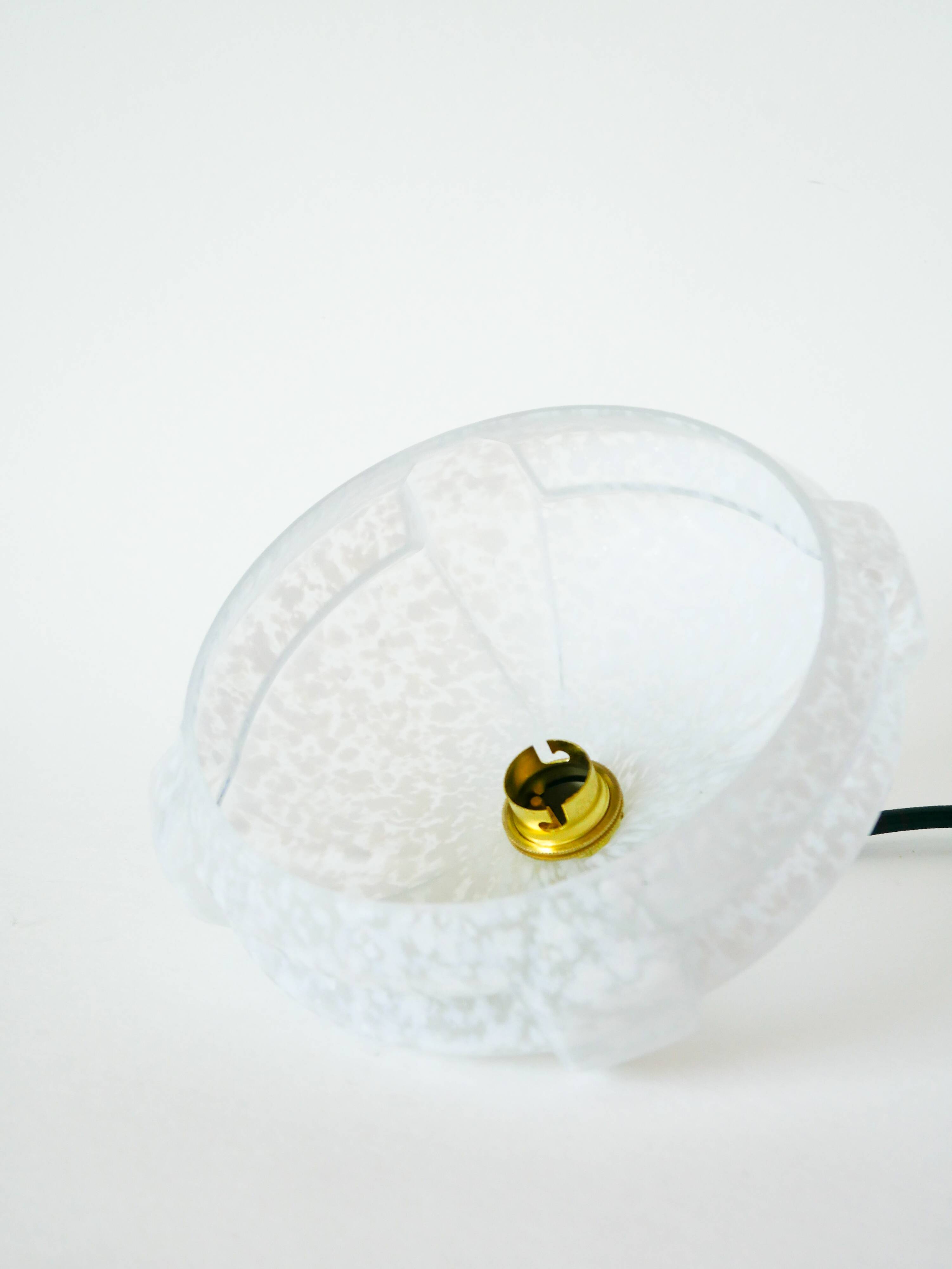 Clichy glass pendant, graphic shape, white, Art Deco, 1930