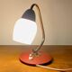 Small vintage bedside lamp in red metal, glass and brass