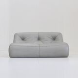 Grey Leather Kali sofa by Michel Ducaroy for Ligne Roset