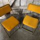 Pair old folding chair lafuma golden metal & vintage yellow fabric