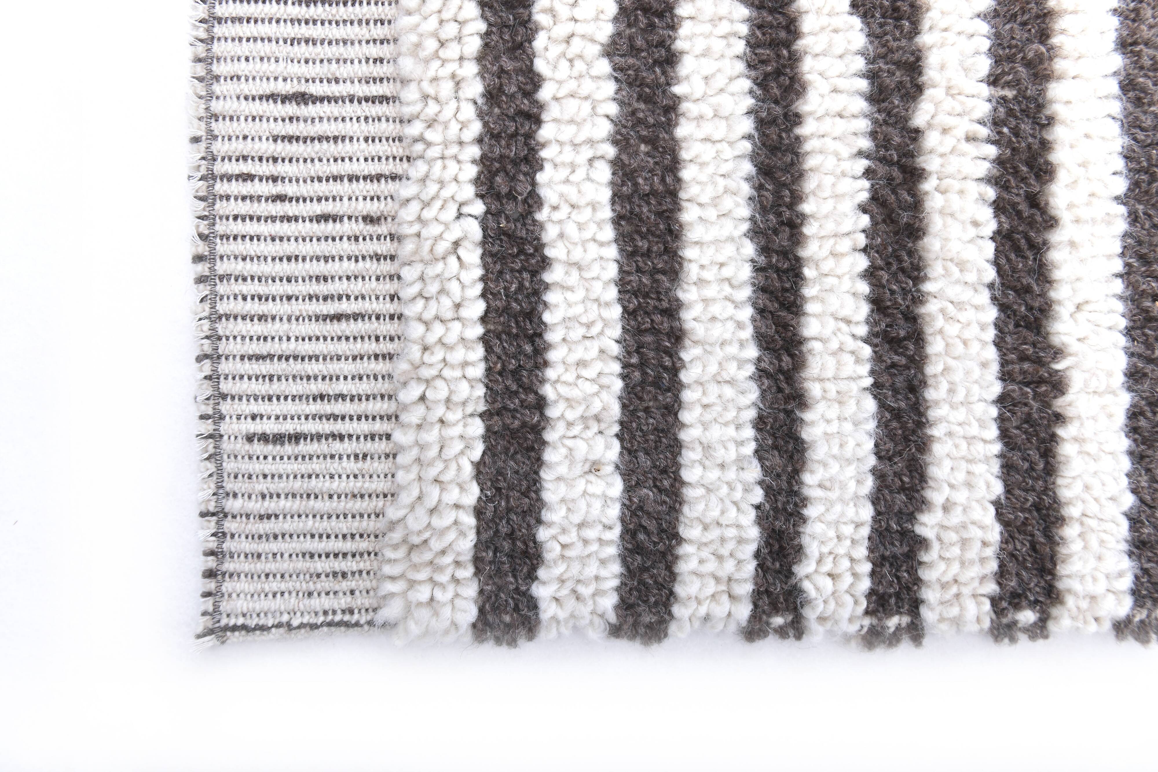 8x10 Pinstriped Brown & White Vintage Rug, 265x300Cm SK 240422