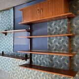 Bibliothèque scandinave en teck murale 1,8 m x 1,1 m