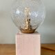 Vintage glass globe table lamp and wooden foot