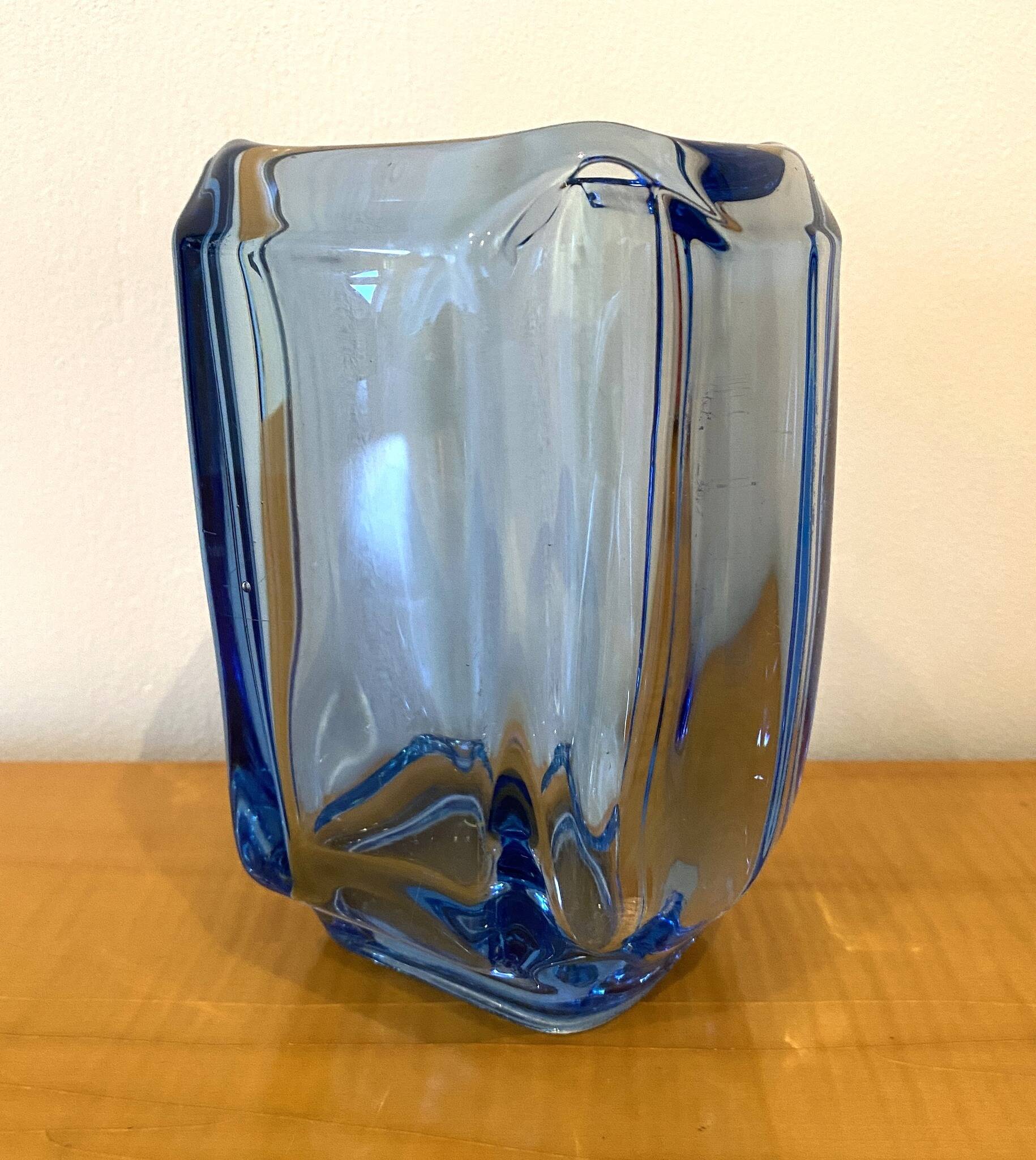 Uranium glass vase blue 1970s