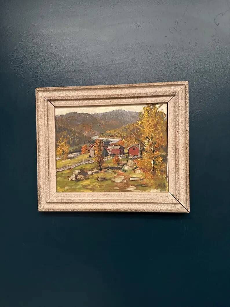 Original Swedish Oil on Panel - "Landscape" by Hundt - Signed - Vintage and Framed - 54 × 45 cm (21.3" × 17.7")